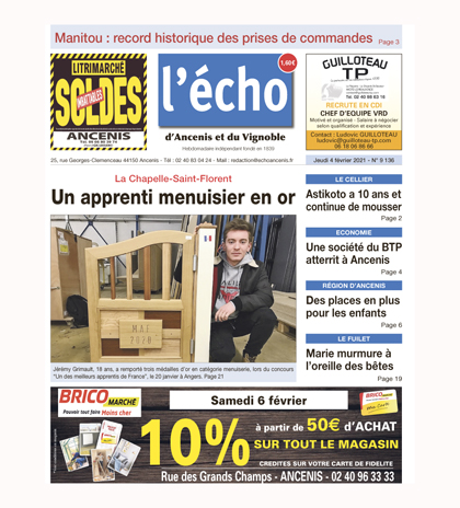 La Chapelle St Florent : un apprenti menuisier en or