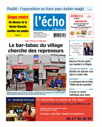 St Rémy en Mauges : le bar-tabac du village cherche des repreneurs